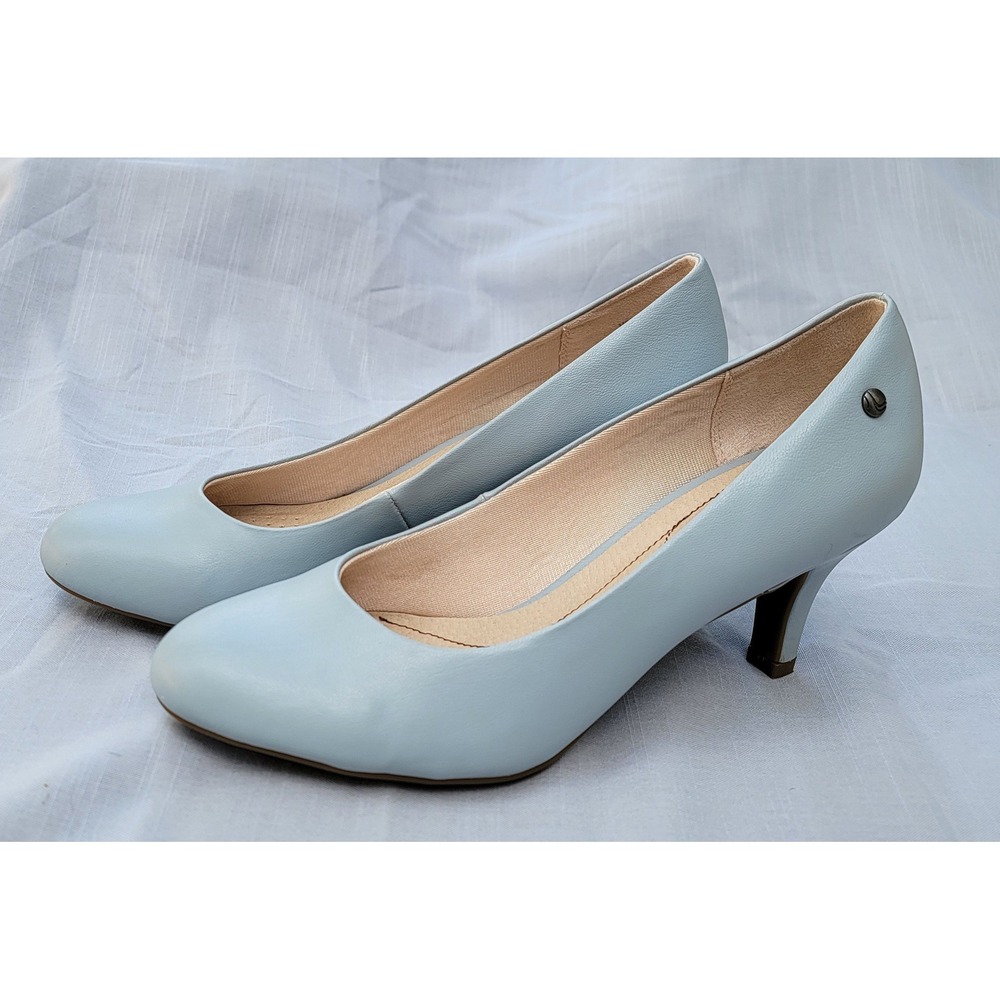 LifeStride Parigi Light Blue Round Toe Pumps Soft System Comfort Heels 8.5M